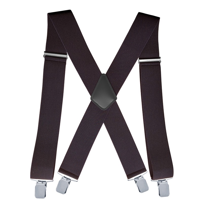 Wide X-Back Suspenders for Men – Adjustable 4-Clip Elastic Straps