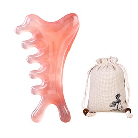 Multifunctional 4-Way Massage Massager for Scalp, Face, and Body, Home Full Body Care, Point Press & Scraping, Beauty Goods, Amber Pink, Makes a Great Gift (Pink + Luxury Gift Bag)