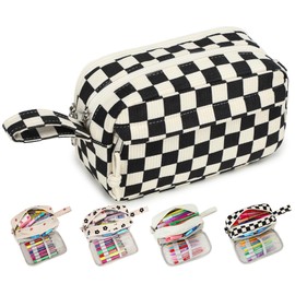 Bluboon Big Capacity Pencil Case Pouch Pen Case School Supplies - Cute Pencil Box Bag for Teen Girls Boys Women Man (Black White Checked)