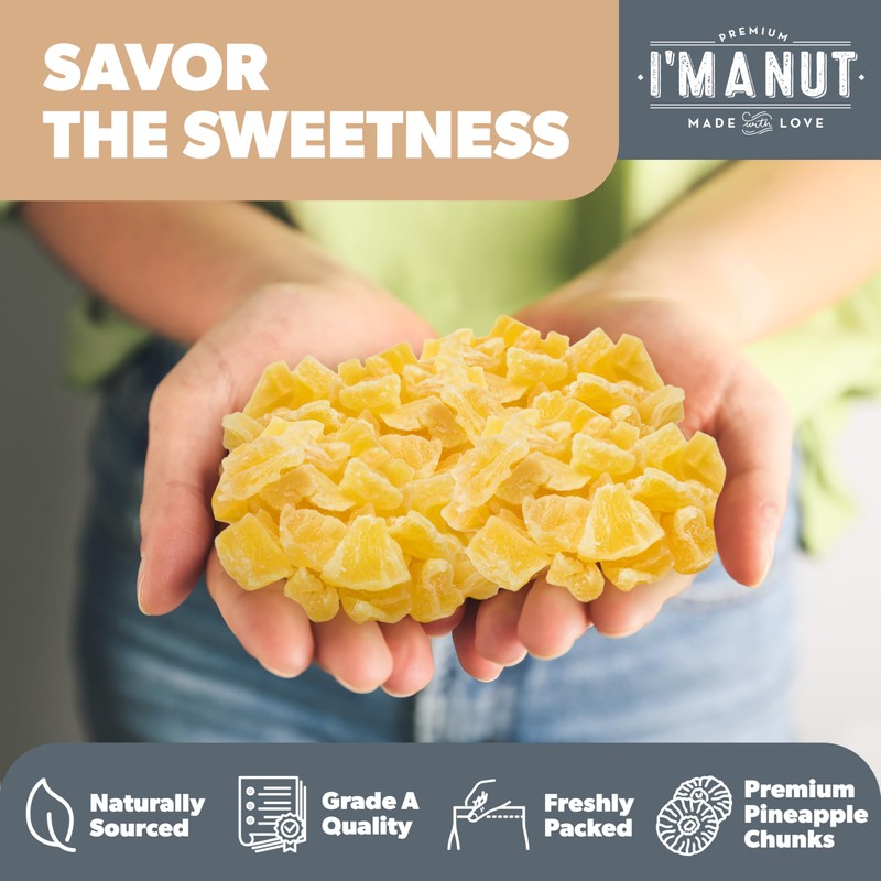 Premium Dried Pineapple Chunks 48oz | Non-GMO, Batch Tested Gluten