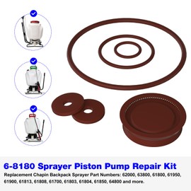 6-8180 Sprayer Piston Pump Repair Kit Replacement Chapin Sprayers Seal Gasket, Also Fits Most Backpack Sprayers/Agricultural Garden Sprayer O-Ring Seal