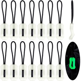 HINZIC 16pcs Luminous Zipper Pull, Fluorescent Green Glow in The Dark Night 1.3inch Zipper Heads Helper for Luggage Coat Jacket Rucksacks Tent Zippers Outdoor Camping Tool Replacement