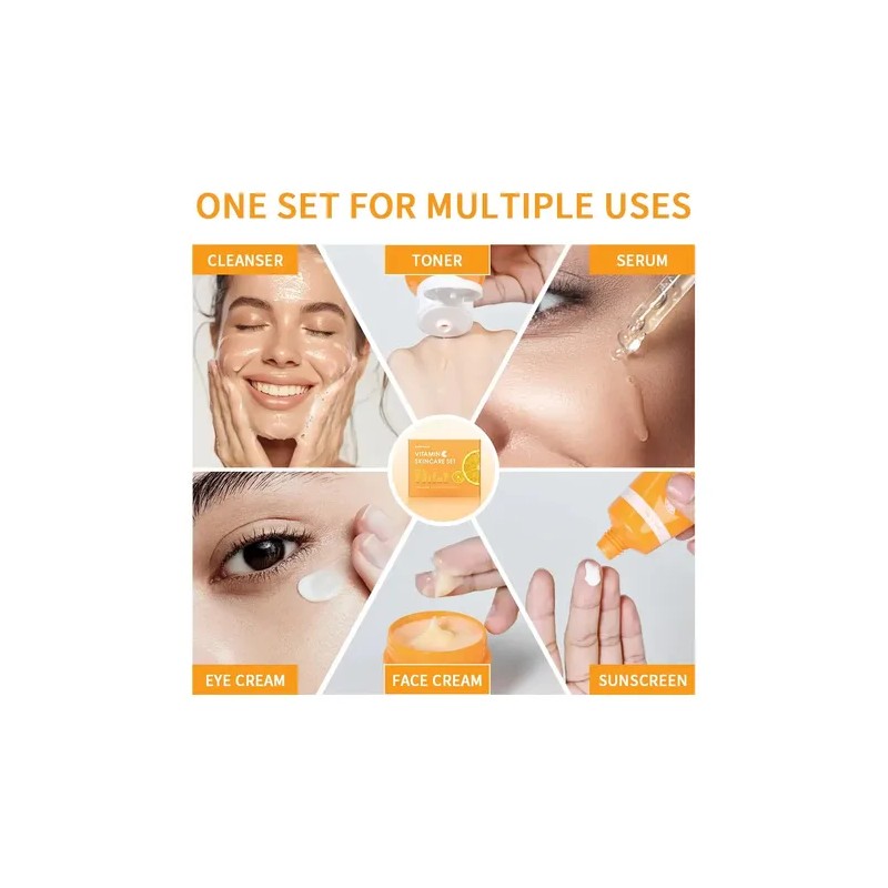 Set De Cuidado Facial Con Vitamina C, Rutina Completa