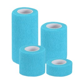 PATIKIL 1"/2"/3"/4" Self Adhesive Bandage Wrap, 4 Pcs 5 Yard Elastic Self Breathable Self Adherent Wrap Tape for Stretch Athletic Sports Wrist Ankle Outdoor Tape, Sky Blue
