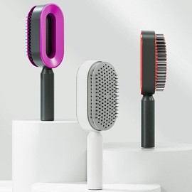 Self Cleaning Anti-Static Hair Brush - Color: Red