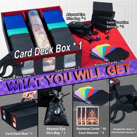 Scimi Extra Large Card Storage Box Holds 3600+ Cards Compatible with 12 Small Deck Boxes, Includes Cthulhu Dice Bag, 10 Colorful Dividers, 4 Protective Foam Pads, Perfect for MTG （Black/Red）