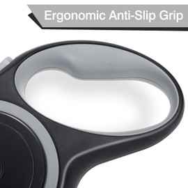 UrbanX Retractable Dog Leash for Doberman Pinscher and Other Large Working Dogs with Anti-Slip Handle. 24ft Strong Nylon Tape; One-Handed Brake, Pause, Lock - Gray