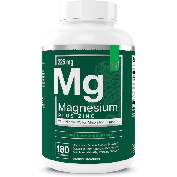 Essential Elements Magnesium & Zinc with Vitamin D3, 180 Capsules,