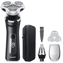 Electric Razor for Men with Travel Case, SweetLF 100% Waterproof Electric Shaver,Wet Dry Shaving/Rechargeable/Sideburns/Trimmer/Nose Trimmer/Type C Charging Cable