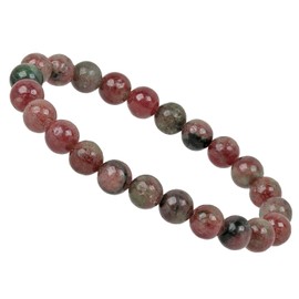 Eledoro PowerBead, Women’s Stretch Bead Bracelet, Made of 8 mm Gemstone Beads, 17 - 18 cm, gemstone, red