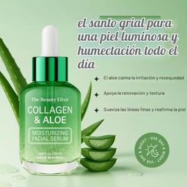 The Beauty Elixir Suero de Aloe y Colágeno para el Rostro - Probado por Dermatólogos, Antienvejecimiento, Gel de Aloe Vera Ultra Hidratante para el Ro