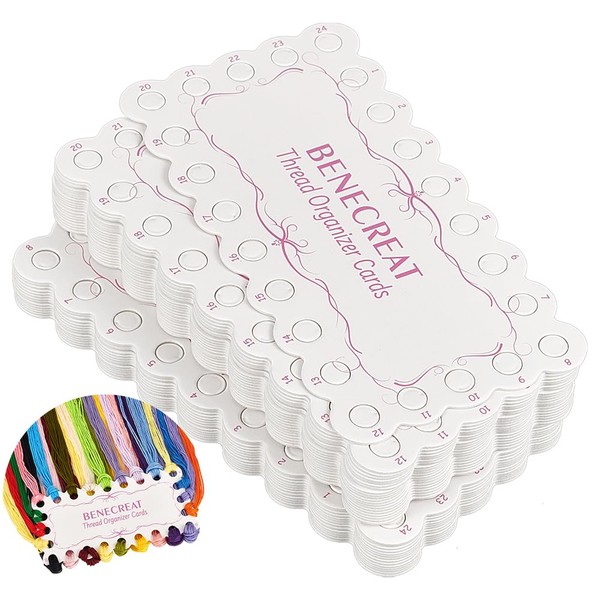 BENECREAT 36Pcs 18-Position Embroidery Thread Organizer Cards, 5.9x3inch Paper Thread