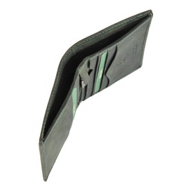 VISCONTI Hunter 705 RFID Men's Distressed Leather Compact Slim Bifold Card Holder Wallet, Green, Compact Oiled Leather Arrow Slim Wallet Rfid Blocking