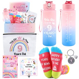 Belillpipi 9 Year Old Girl Gifts for Birthday, Birthday Gift for Girls Age 9, 25 oz Tumbler Set for Girl, Presents for 9 Year Old Girls, Daughter, Sister, Niece, Granddaughter