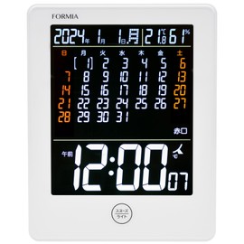 Formia HT-047RC Radio Clock, Alarm Clock, Dual Use, Temperature, Humidity, Calendar, Small, Date, Week, Rokuyo, Electronic Sound, Snooze, Digital with AC Adapter, Brightness Adjustment, Hodogaya