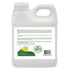 Nature's Will 100% Pure Organic Neem Oil, Cold Pressed and Unrefined, Water Soluble Concentrated, Non-GMO for Indoor and Outdoor Plants and Vegetable (16, Ounces)