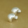 Sterling Silver Shiny Polished Half Hoop Bead Dome Stud Earrings