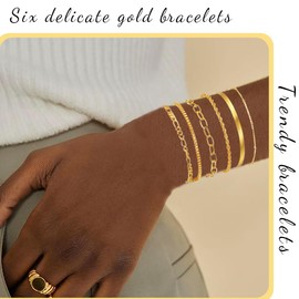 ZEPIQOR Women's Gold Bracelet, Women's Stainless Steel Chains Set, Gold-Plated Bracelets, Twist Snake Bracelet, Adjustable Bracelet for Women