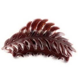dark Brown leaf hair clip claw butterfly clamp 4 inches long open cut out leaves vine shiny plastic