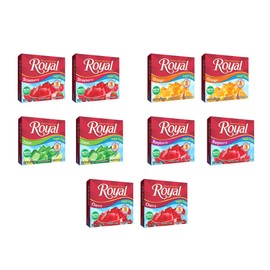 Royal Sugar Free Gelatin Variety Pack of 10 | 2 Boxes Each - Strawberry, Orange, Lime, Rapsberry, Cherry .32 ounces