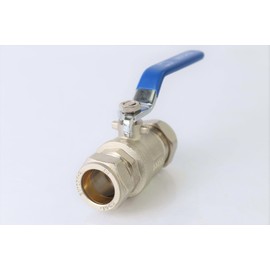 Lever Ball Valve Full Bore with Red & Blue Handle Compression Fitting (22mm)