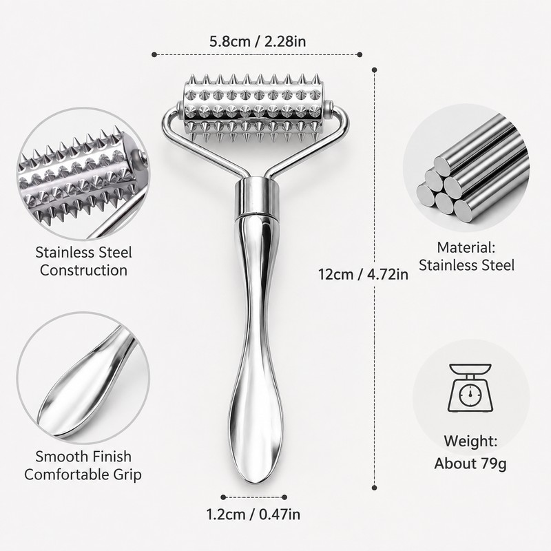 Stainless Steel Facial Roller Massager for Skincare Routine – Pointed