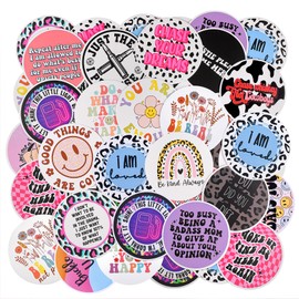 MUBYOK 3 Inch 100pcs Funny Quotes Car Freshies Cardstock Cutouts Round for Circles Silicone Molds & Aroma Beads Accessories Supplies