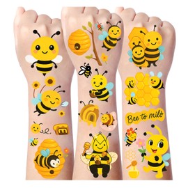 8Sheet - 110PCS Temporary Tattoos – Cartoon Tattoos Stickers for Birthday Party Favors, Gifts, DIY Decoration & Fun Activities – Waterproof & Skin-Safe (Bee)