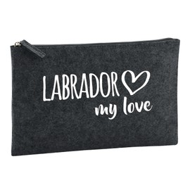 Huuraa Kulturbeutel Labrador My Love Geschenk 1 Liter Charcoal Filz Labrador Geschenkidee