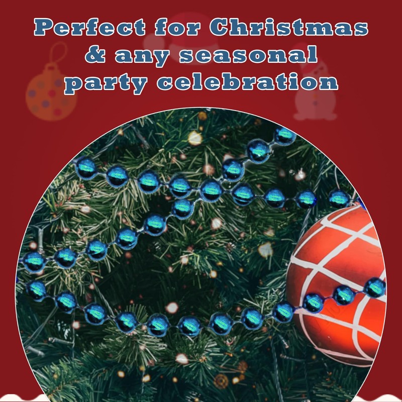 HOVUK® 10M Shiny Bead Garland, Shatterproof Blue Bead Chain, Plastic