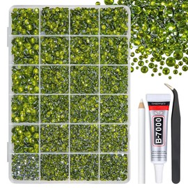 qiipii 2mm- 6mm Olive Green Crystal Resin Rhinestones w B7000 Jewelry Glue for Bedazzling Crafting Flatback Stones Diamonds Crystals Gems for Nails Face Eyes Makeup Tumblers Bottles DIY Crafts Shoes