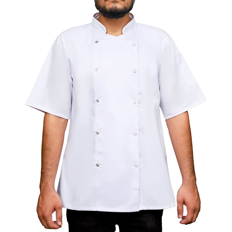 Perkin Chef Jacket Short Sleeves Professional Chef Jacket (Large) White