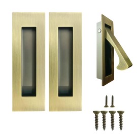 senharvest Pocket Door Handles and Edge Pull Antique Brass, 6Inch Pull Hardware Latch,Recessed Finger Flush Pulls,for Closet,Sliding,Barn Door