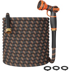 Giraffe Tools Garden Hose 100FT Lightweight Flexible Water Hoses Burst 600 psi with 9 Spray Function Nozzle Heavy Duty Hose (Black)