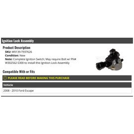 Marketplace Auto Parts Ignition Lock Assembly - Compatible with 2008-2010 Ford Escape