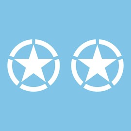 Autodomy Pack of 2 Sticker Stars, Military Sticker, Resistant to Rain and Sun, Sticker for Car, 4x4 Offroad Off-Road Vehicle, Us Army Sticker (White, 10 cm)