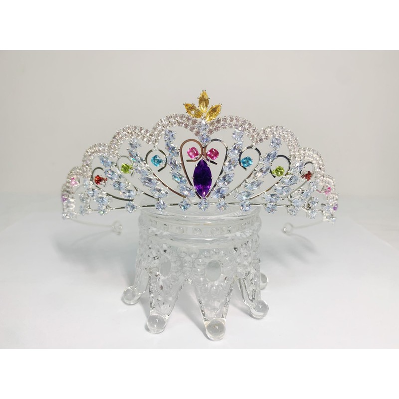 ZECAA Crystal Princess Tiara Crown For Woman, Multi-Gemstone Tiara Crown