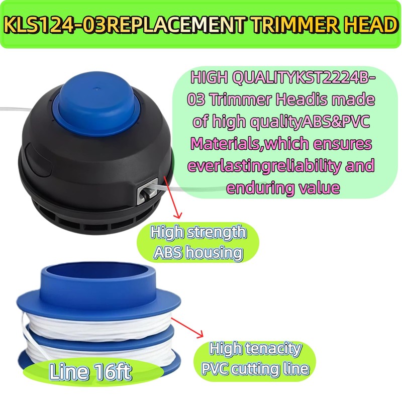 KLS124-03 Replacement Trimmer Head Compatible with Kobalt 24V String Trimmer