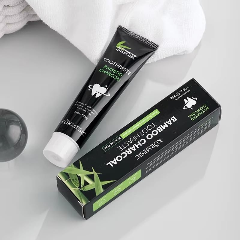 Bamboo Activated Charcoal Toothpaste - 85g - Natural Teeth Whitening,