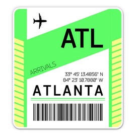 Squiddy Atlanta Airport Code ATL Luggage Tag Style - Vinyl Sticker Decal for Phone, Laptop, Water Bottle (3" high)