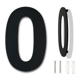 Black Brushed Modern House Number -125mm Height - Made of Solid 304 Stainless Steel, Floating Appearance and Easy to Install (Number 0 Zero)