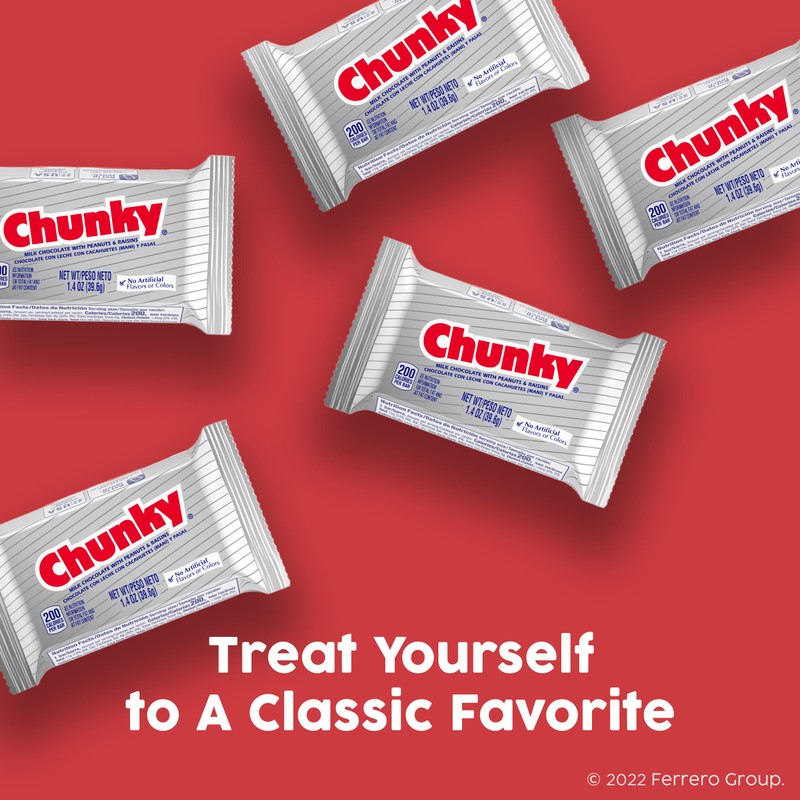 Chunky, Milk Chocolate with Freshly Roasted Peanuts and Chewy Raisins,