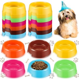 Baderke 24pcs Puppy Dogs Birthday Party Supplies Pet Plastic Bowls Bulk Reusable Dog Bowls Puppy Food Bowl Feeding Water Pet Bowl for Dog Cat Paw Party Favor, Blue, Yellow, Pink, Coffee, Orange, Green