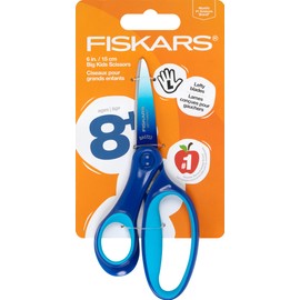 Fiskars 6" Left-Handed Big Kids Scissors for Ages 8-11, Scissors for School or Crafting, Back to School Supplies, Ombre Blue-Turquoise