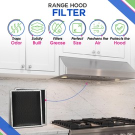 Range Hood Filter Replacement for 8.78” x 10.48” W10355450 Charcoal Whirlpool vent hood filter - Carbon Filter for Exhaust Fan - Filters Kitchen Odors for Ductless Vent Hoods (3 Pack)