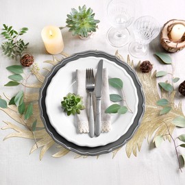 comfoyar Gold Peacock Feather Shaped Placemats Set of 6, 12x20 Inch Non-Slip Vinyl Place Mats, Waterproof Washable Oil Proof Table Mats for Indoor Kitchen Dining Party Table Decoration