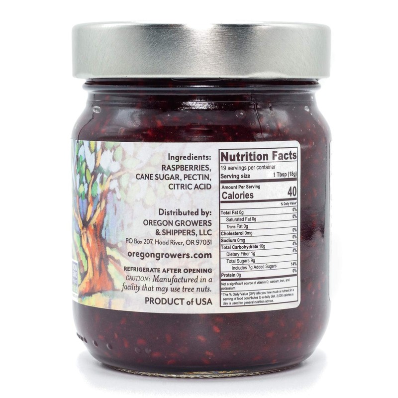 Oregon Growers, Red Raspberry, Non-GMO, Natural Fruit Spread, 12 Ounce