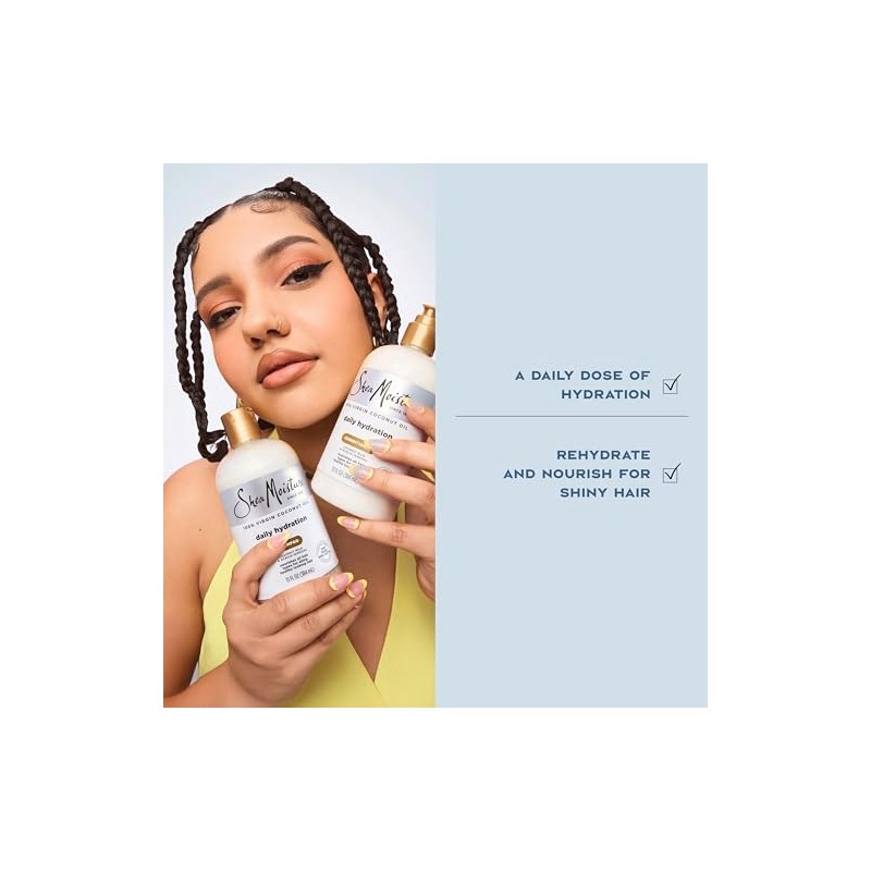 SHEA MOISTURE Daily Hydration Shampoo, Blanco, Coco, 384 Mililitro
