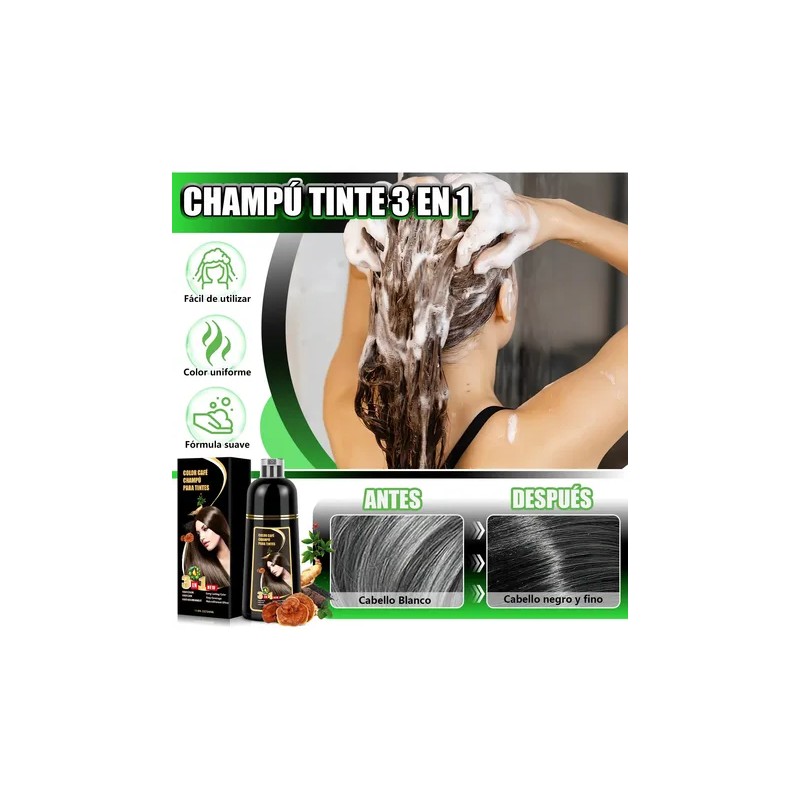 Shampoo Tinte Instantaneo Cubre Canas Extracto Plantas 500ml