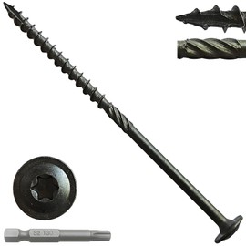 #14 x 5 Inch Lag Screws, (1lb, 24pcs) Structural Wood Screws with T30 Star Bit - High Heavy Duty Strength Construction Timber Screws for Exterior Wood, Rust-Resistant.